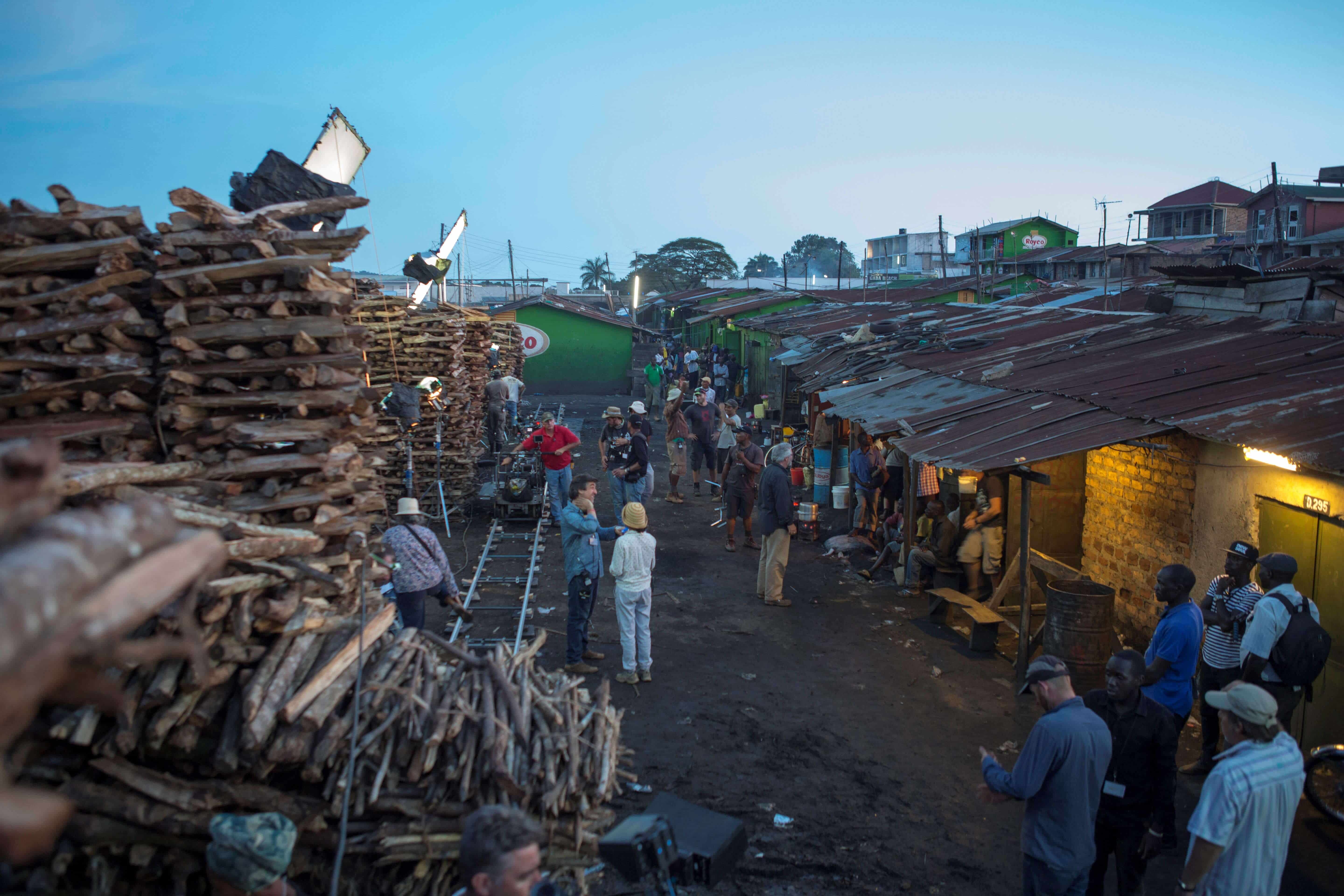 On location in Uganda with producer Derrick Kibisi of Talking Film Production